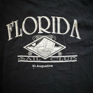 Vintage Florida Sail Club St Augustine Black S/S Single Stitch T-Shirt Size XL
